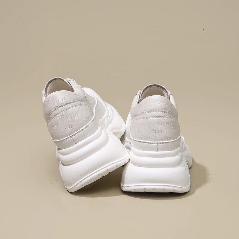 Spring new Mickey big head soft sole platform women's shoes inner height increase bag head bread white shoes