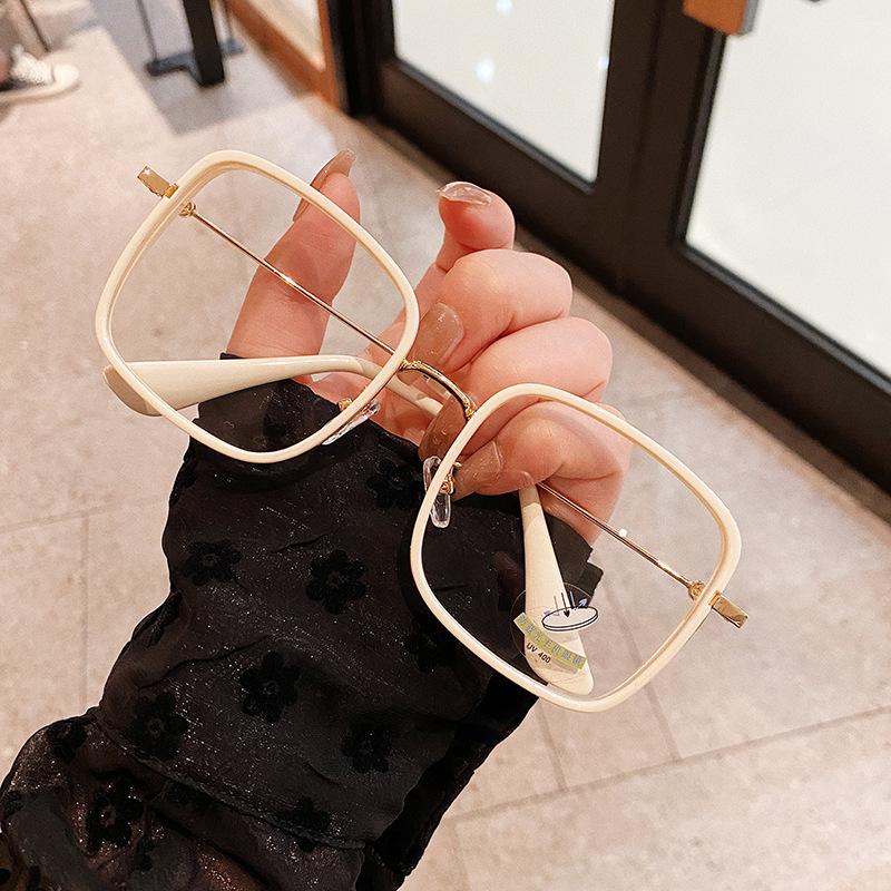 Luxury Brand Nude Pink Myopia Glasses Women Oversized Square Frame Blue Light Blocking 0 to -600 Diopters