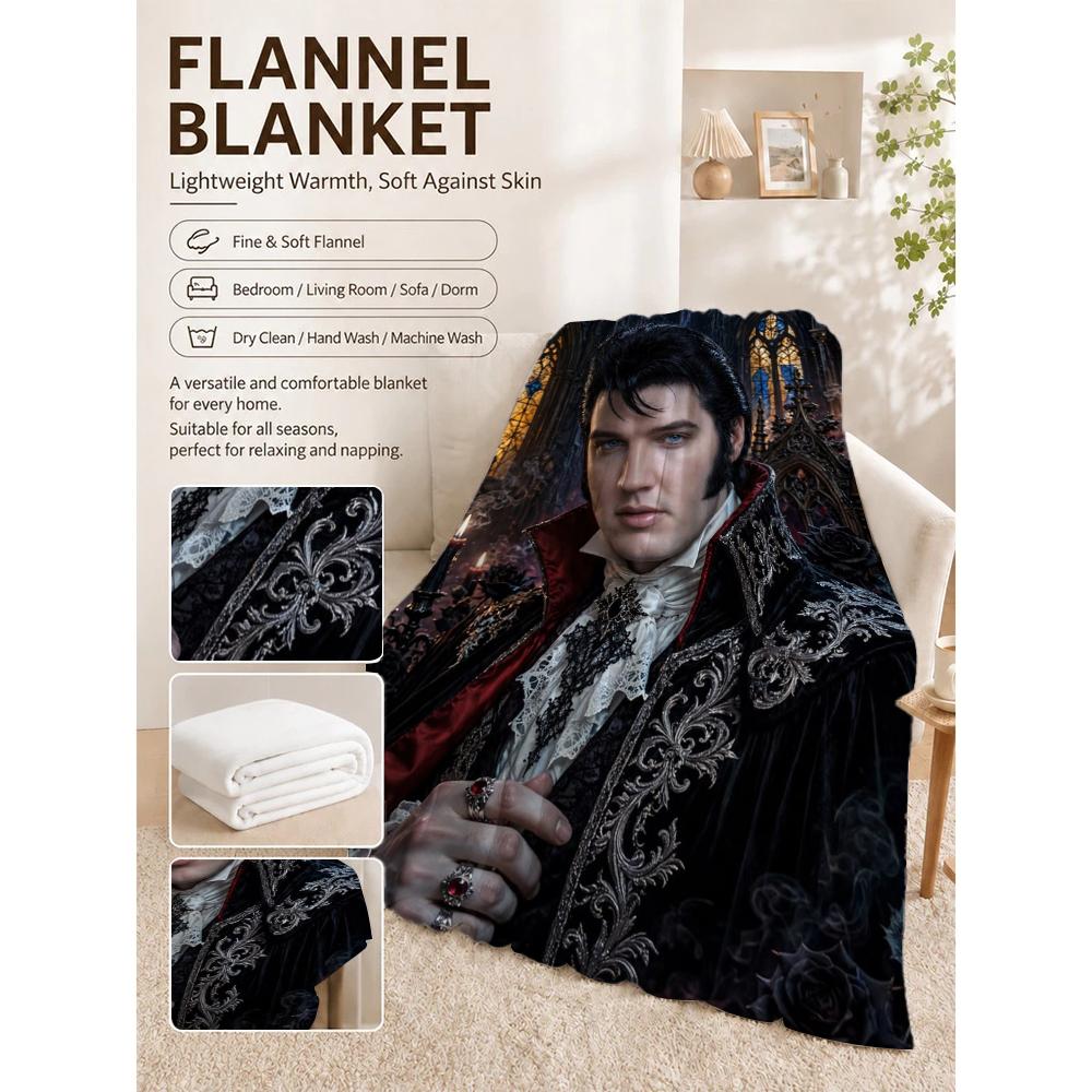 Gothic Vampire Nobleman Intricate Dark Patterns Flannel Blanket Allseason Fleece Blanket For Living Room Bedroom Gaming Room Home Decor