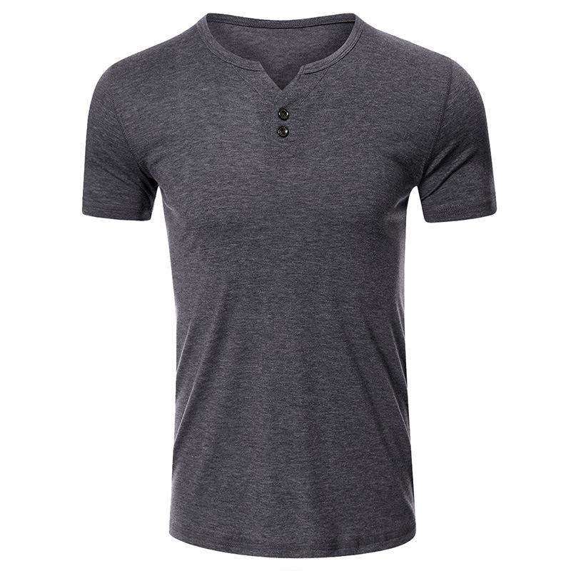 Men'S Sports Work Base Daily Wear T-Shirt Summer Men'S Solid Color Slim Fit Casual T-Shirt Short Sleeved Top