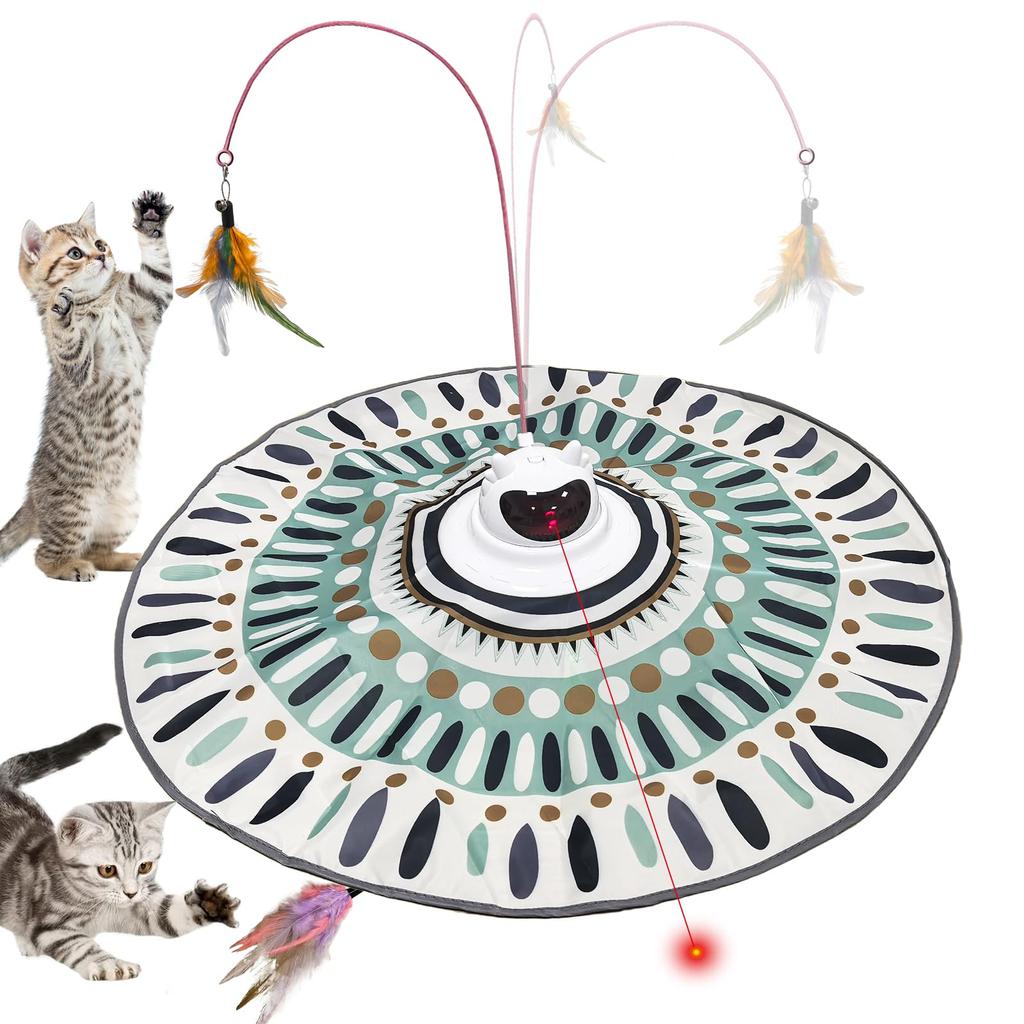 Electric Cat Toy with Automatic Fun for Stress No Batteries Perfect for When Away Light, 3-in-1 Design, Rotation, Cats, Exercise, Relief,