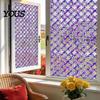Easy Install Window Sticker Stained Glass Film, Retro Geometric Plaid Static Cling Privacy Decal, Double Non-Adhesive Film for Bedroom Sided