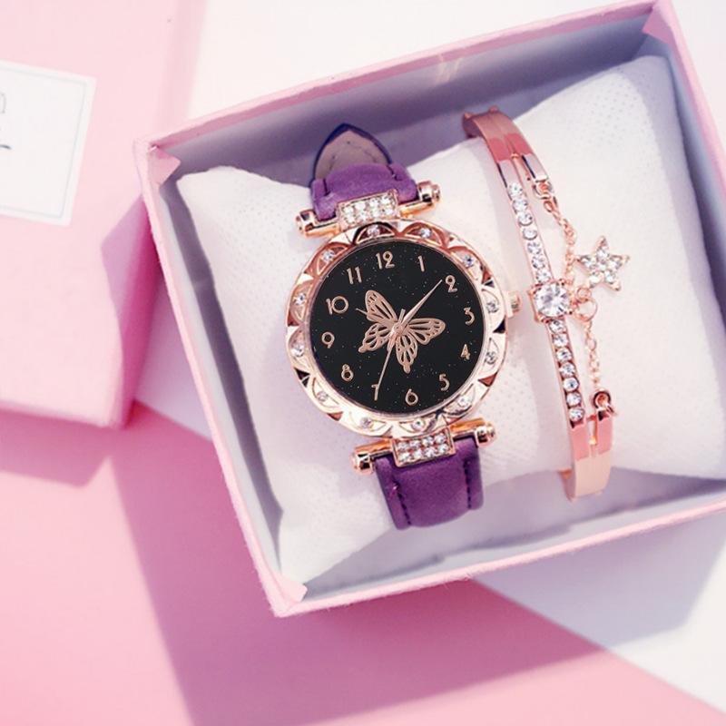 Women'S Bracelet Watch Fashion Simple Butterfly Five-Piece Watch Set Women'S Watch