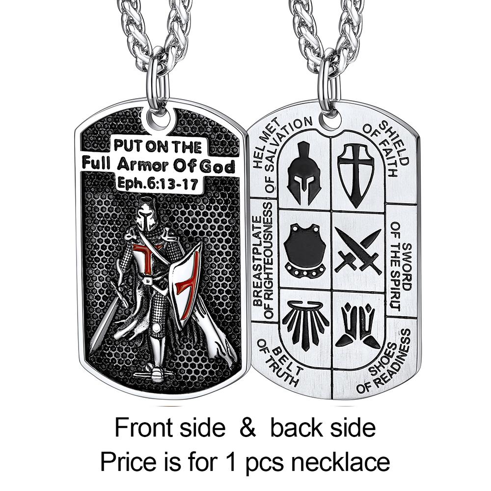 U7 Templer Halsketten aus Edelstahl für Herren Ritterkreuz Schild Anhänger 3D Geprägtes Amulett Symbol Christlicher Unisex Schmuck Geschenk