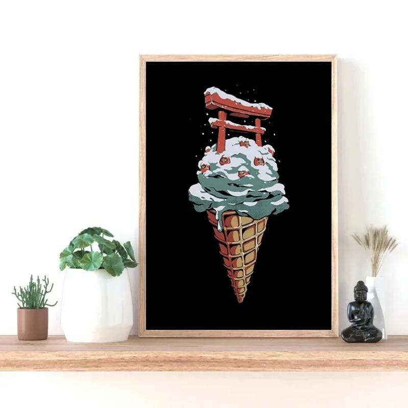 Japon Yemeği Ukiyo-e Ramen Kasesi Dondurma Okyanus Dalgası Duvar Sanatı Poster Tuval Tablo Duvar Sanatı Resimleri Ev Oturma Odası Dekoru