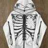 Y2K Gothic Skull Print Hooded Zip-Up Sweatshirt Women Streetwear Oversized Fit