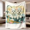 1pc 2026 Latest Flannel Blanket | Two Cute West Highland White Terrier Design, Soft and Comfortable, Suitable for Decorating Rooms, Sofas, Beds, Offic