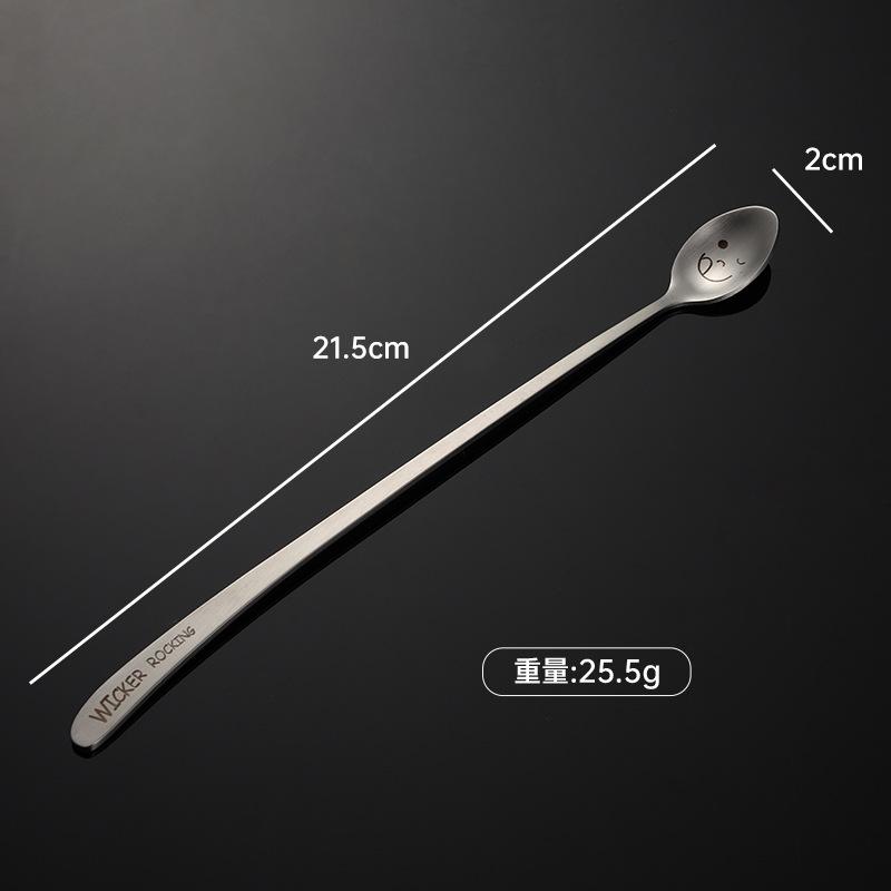 304 Stainless Steel Creative Smiley Face Inclined Handle Laser Spoon Chopsticks Fork Student Tableware Full Set of Gifts Children