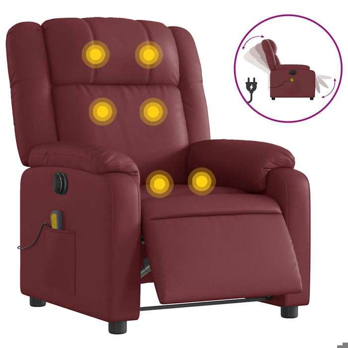 VidaXL Electric Reclining Massage Chair Bordeaux Red 3205147
