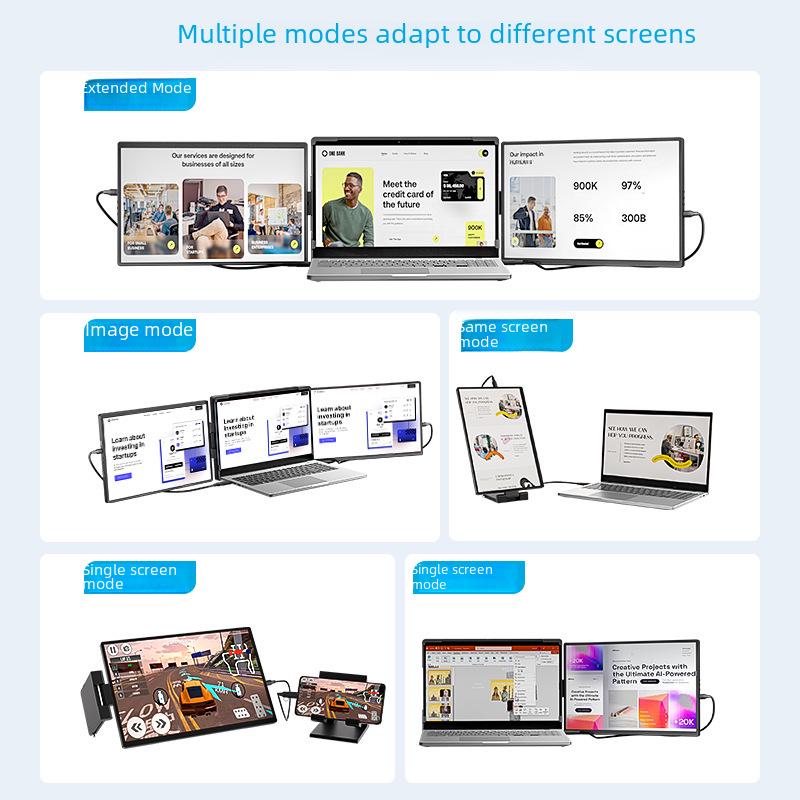 High-Definition Dual-Screen Portable Display for Notebook Split Screen Trading and Extended Viewing