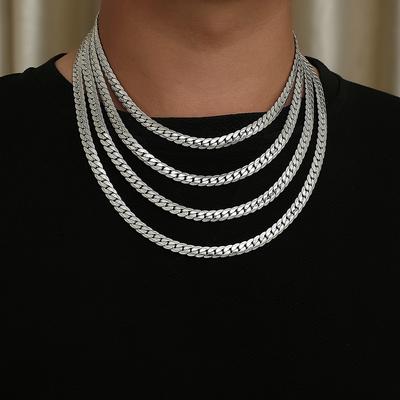 Titanium Steel Noble Necklace Silver Color Flat Snake Chain for Woman Men Fashion Wedding Engagement Jewelry