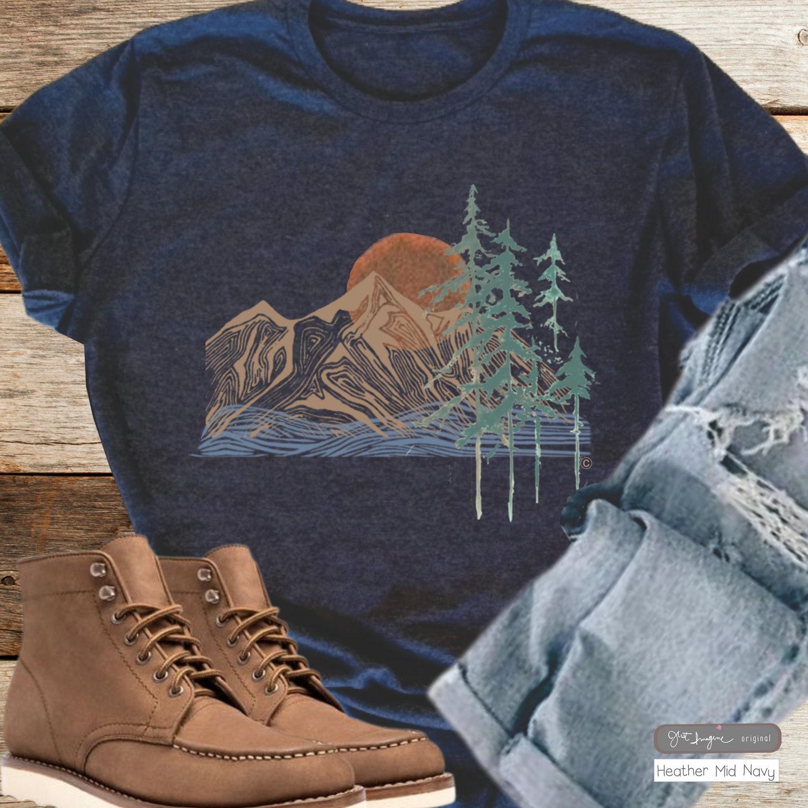 Ocean Mountain Forest Graphic Tee - Unisex Nature Shirt S