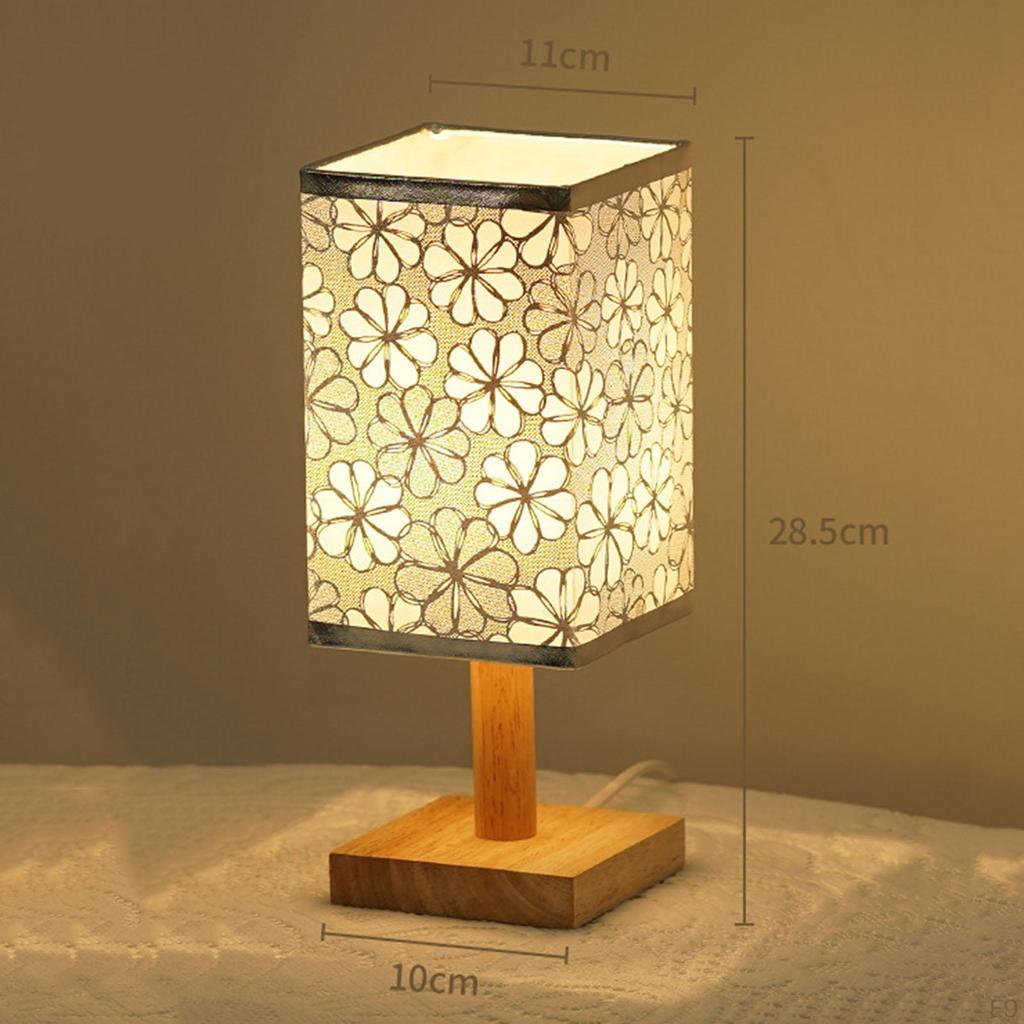 Bed Lamp, Lamp with Linen Fabric Shade, Small Nightstand for Nursery, Bedroom, Kids Children