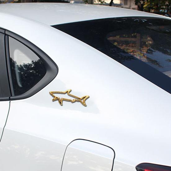Zinc Alloy Shark Car Sticker 3D Hollow Out Animal Decal for Vehicle Side Creative Badge for Motorcycle Electric Vehicles