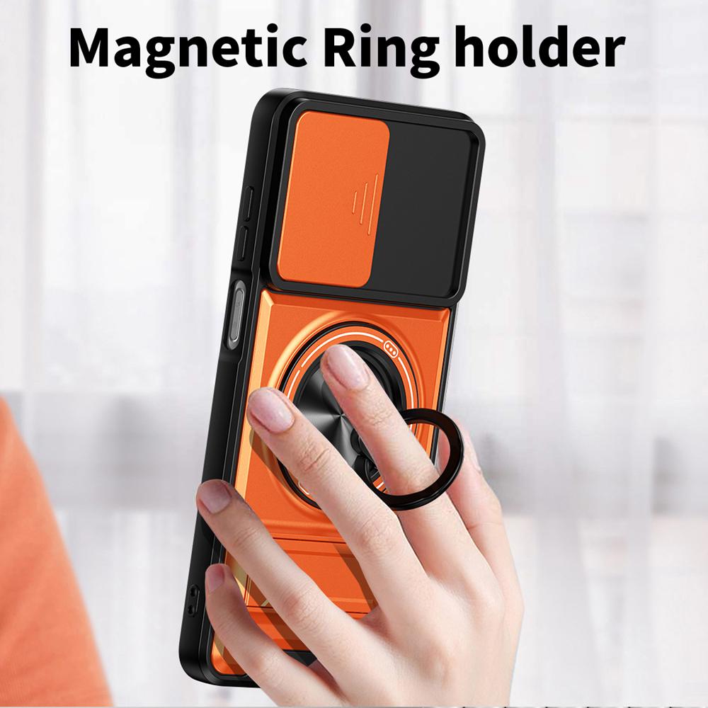 KEYSION Magnetic Phone Case for Samsung A07 A06 4G A05 Slide Camera Protection Upright Kickstand 360 Ring Shockproof Back Cover