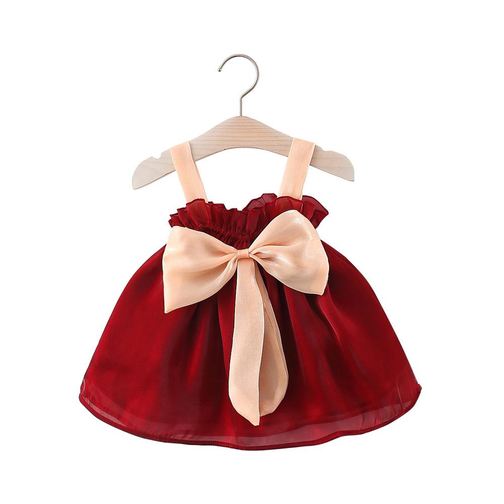 Sommer Mädchen Camisole Kleid Niedliches Baby Prinzessin Schleifenkleid Mesh Kleid
