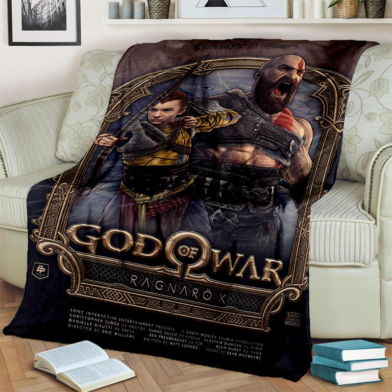 3D God of War Games Gamer Kratos HD Blanket,Soft Throw Blanket for Home Bedroom Bed Sofa Picnic Travel Office Cover Blanket Kids