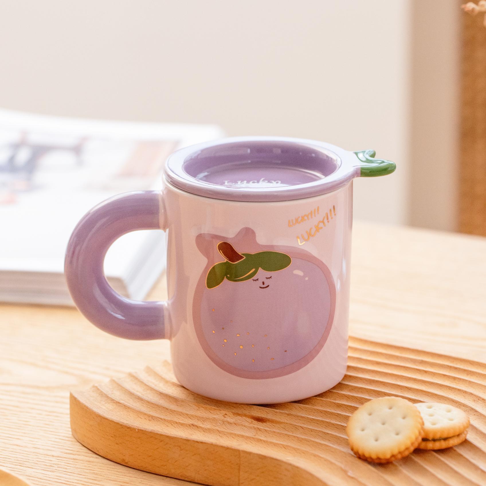 

Кружка-чашка с крышкой HotSeason Fruit Ceramic Cup, парная кофейная чашка, для кампуса, для питья воды, чашка для завтрака, подарочная коробка 360ml