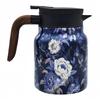 Kitchen Tea Kettle 800ml Retro Floral Tea Kettle Stainless Steel with Infuser Tea Separation Thermal Insulation Pot Wood Handle