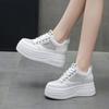 Platform white shoes women's 2025 autumn new small inner height increase women's shoes breathable mesh casual sports board shoes