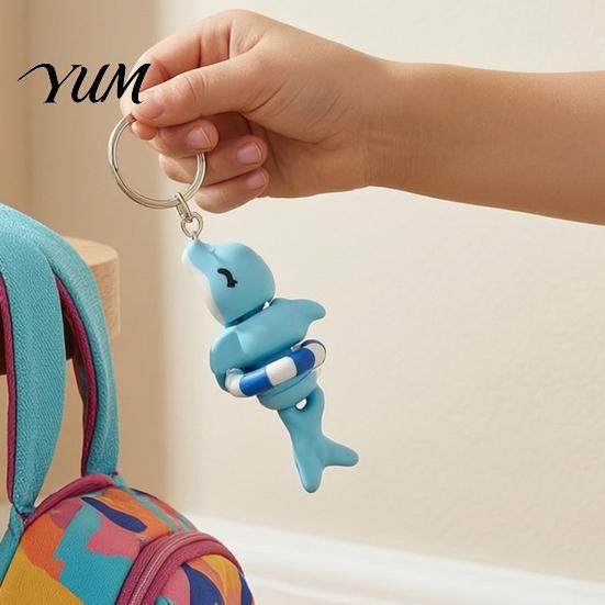 Schwimmring Delfin Dekor 3D Gedruckte Gelenkfigur, Schwimm Fidget Spielzeug, Rucksäcke Anhänger Flexible Gelenke für Rucksack Handtasche Geldbörse Charm