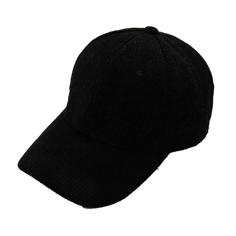 Corduroy baseball cap solid color versatile vertical striped cap women's autumn and winter warm casual hat spot