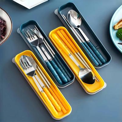 Tableware Chopsticks and Spoons Set Portable Stainless Steel Fork for Office Workers Food-grade Single Student
