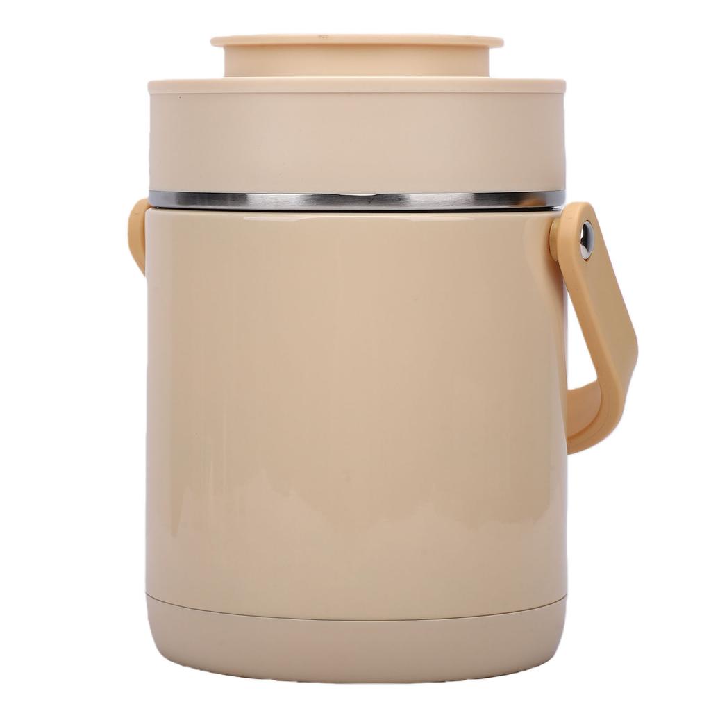 1.6L Electric Lunch Box 304 Stainless Steel Inner Pot USB Heating Multi Cooking Compartment Lunch Box Beige