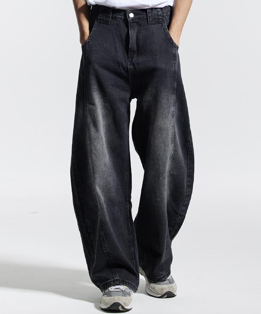 CREAM SODA LAB Wide Cut Volume Curved Pants Black