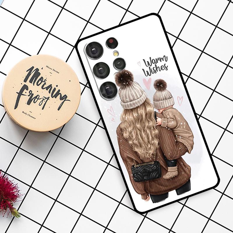 Super Mom Baby Girl Son Daughter Case For Samsung Galaxy S23 S10 S9 S8 Note 10 Plus Note 20 S22 Ultra S20 FE S21 FE Phone Cover