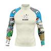 Mens UV Protection Rash Guard Long Sleeve Swim Shirt Quick Dry Surfing Diving Beach Swimwear Print