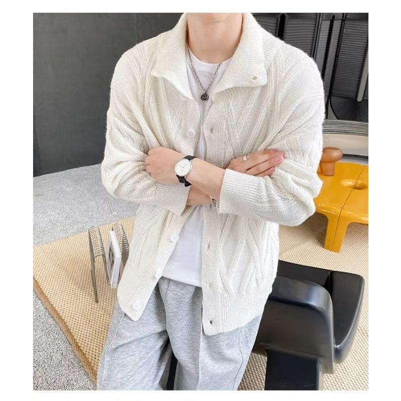 

Водолазка Мужской Осенне-зимний Толстый Свободный Однотонный Кардиган Куртка Без Жаркой Погоды M белый