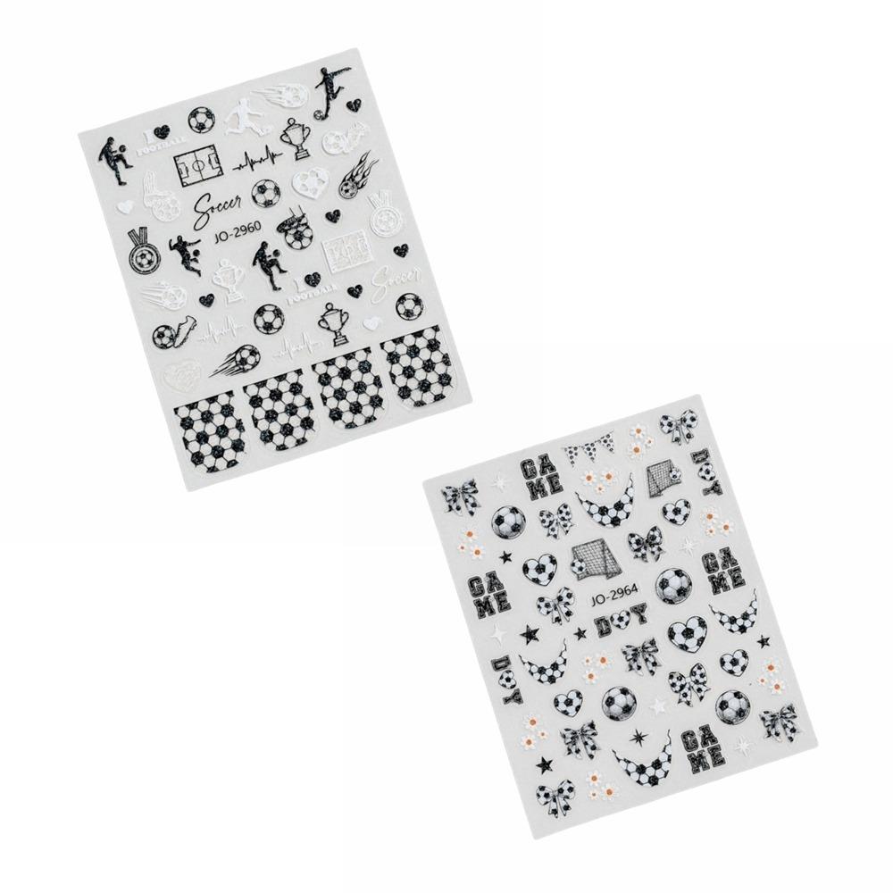 

2pcs/set Rainbow Powder Nail Stickers Glittering Football Nail Decoration Sports Events SET D