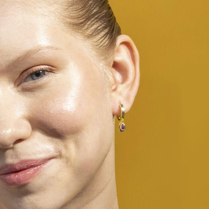 Luxenter Amethyst Zirconia Earrings Finished In 18k Yellow Gold - Atzul