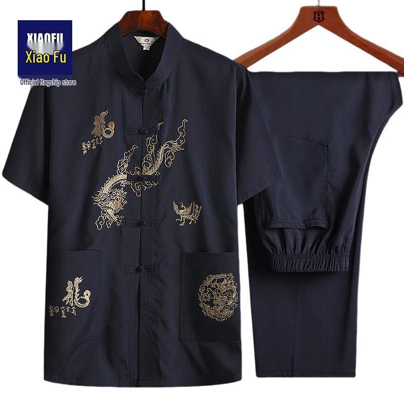 Men's Mid-Aged Chinese Style Short Sleeve Tang Suit