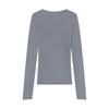 Kumikumi Gray Long Sleeve Knit Stacked White Cami Women Autumn Loose Casual Pants Three-Piece Set