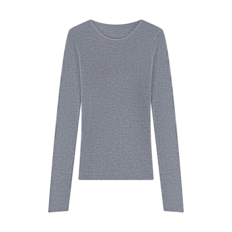 Kumikumi Gray Long Sleeve Knit Stacked White Cami Women Autumn Loose Casual Pants Three-Piece Set