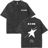 Viktor Tsoi Kino Nacht Vintage Gewaschene T-Shirts Klassische Russische Rock Gothic T-Shirts Herren Damen Lässig Polyester Übergroßes T-Shirt