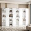 4-Tier Bookshelf with Adjustable Shelves, Shelf with Cabinet and Doors for Living Room, Study, White