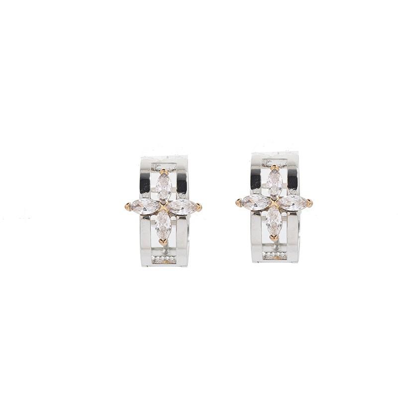 4-Piece Clover Jewelry Set Women Gold Or Tone Zirconia Inlaid Necklace Earrings Bracelet Ring Fashion OL Style