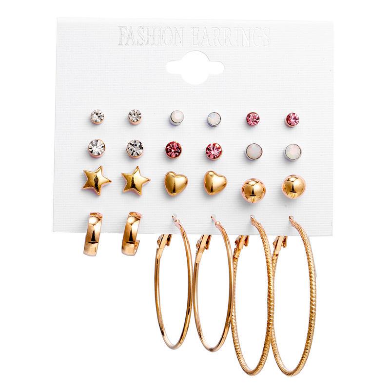 Women's Tassel and Pearl Crystal Stud Earring Set