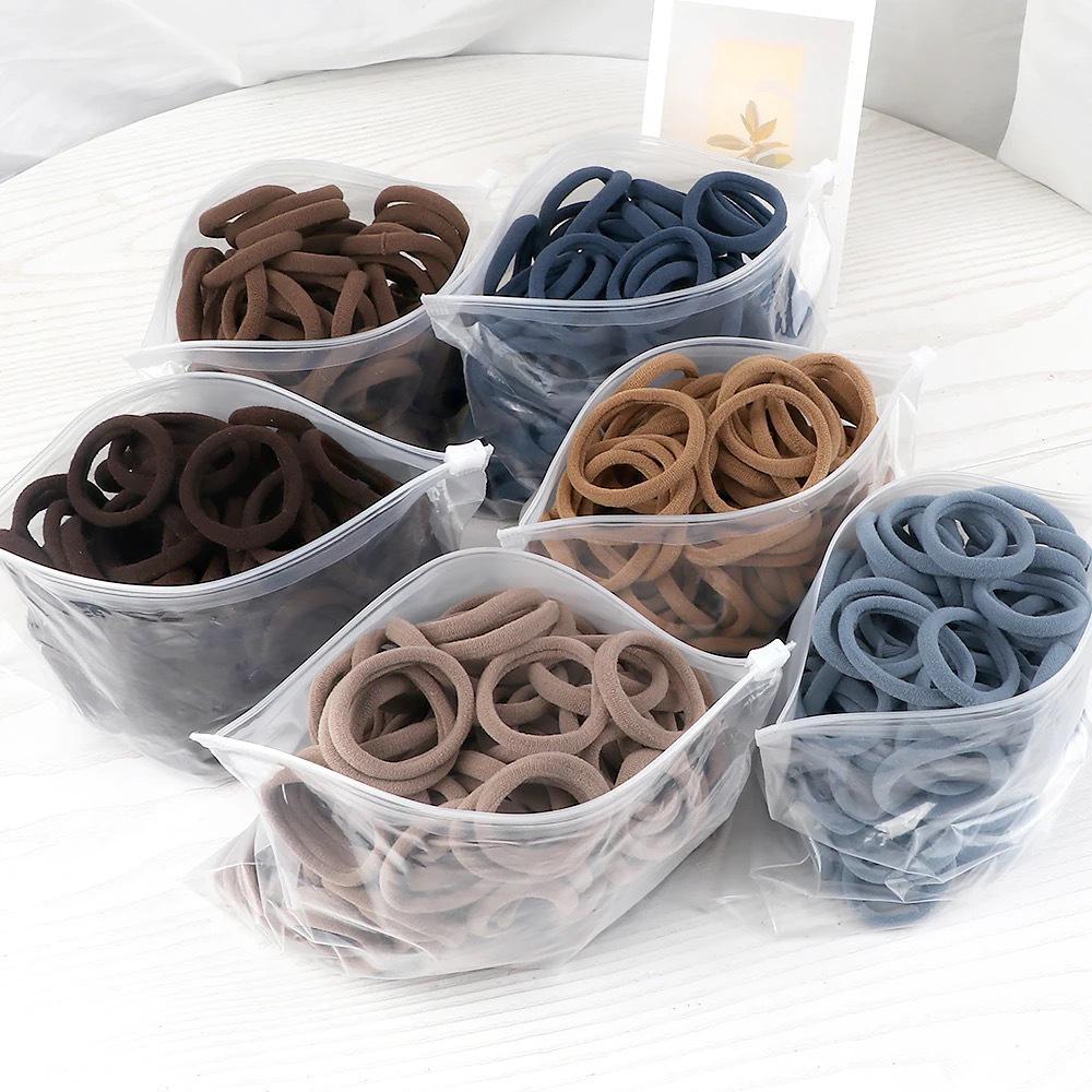 50 Pcs 4cm Solid Color Elastic Hair Ties for Women - Perfect for High Ponytails & Hair Accessories