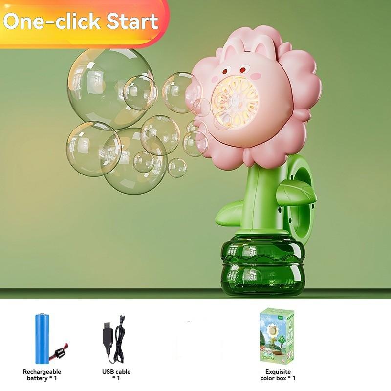 

Swing Flower Bubble Machine Swing Head Handheld Blowing Bubbles Vivid Lighting Bubble Decoration Decoration For Kids