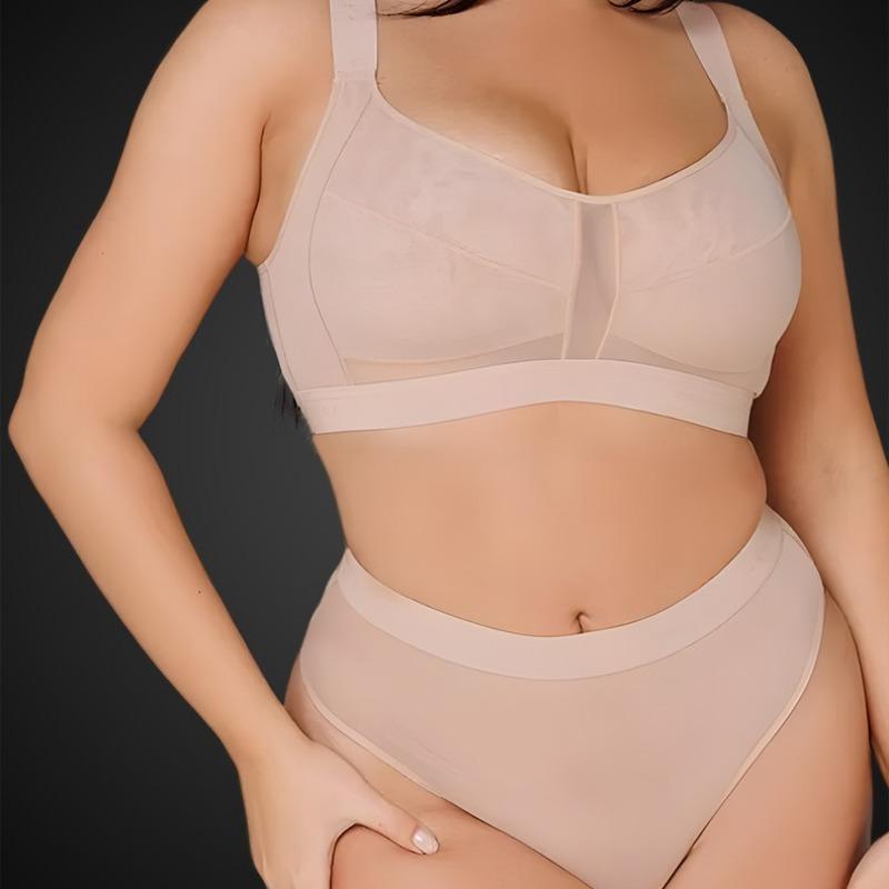 European and American Plus-size Bras Set of Anti-sagging  Without Steel Rings Comfortable and Skin-toned Underwear