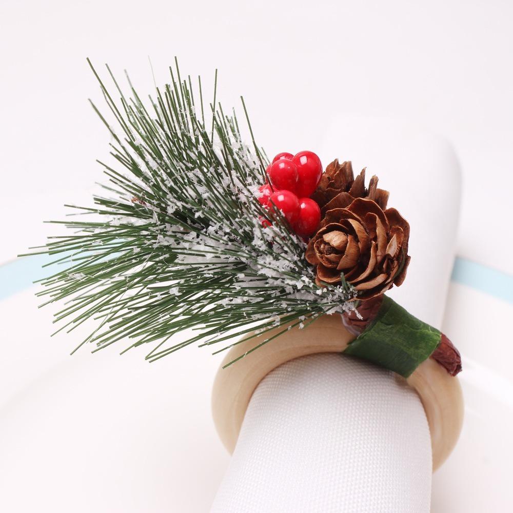 6 Stück mit roten Beeren Serviettenhalter Künstliche Serviettenschnalle Hotel