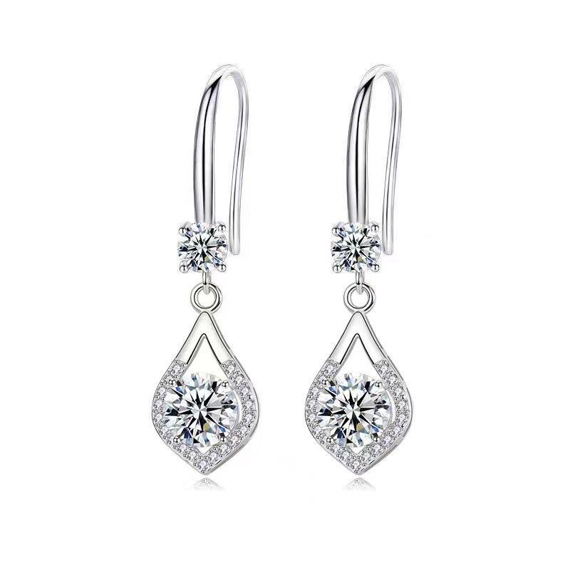 

Korean Version of Water Drop Earrings Women s Niche Light Luxury Medium and Long Earrings Fashion Temperament Shining Zircon Earrings