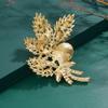 Woman's Vintage Rhinestone Crystal Flower Leaf Pendant Brooch Pin Jewelry Corsage Wedding Gift