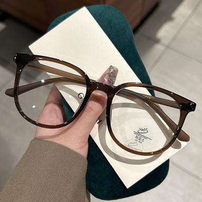 Kurzsichtigkeitsbrille Retro Flache Brille Schwarzer Rahmen Blaulichtfilterbrille
