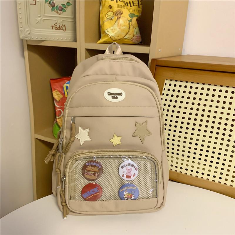 Japanese Cute Transparent Pain Bag Large Capacity Versatile College Style Girl Schoolbag Korean Style Backpack Storage