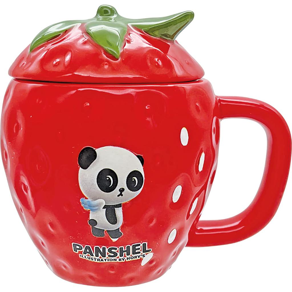 WORLD Panshell Mug with Strawberry SAN4808 "PANSHELS Official" Lid, Shape, 280ml, Red,